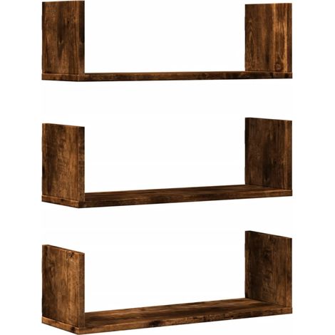Maison Exclusive - Wandregale 3 Stk. Räuchereiche 58x18x18 cm Hol (1/5)