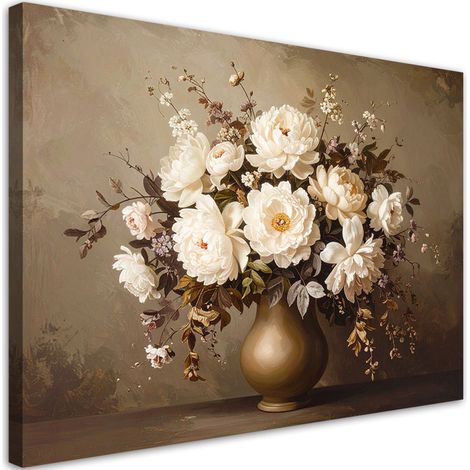 Cuadro en Lienzo, Ramo de flores en un jarrón retro, 30x20 (1/5)