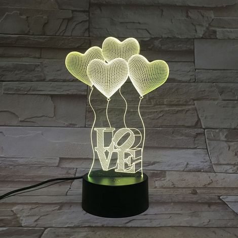 Lumière tactile 3D Love, 7 couleurs, télécommande, 16 couleurs, atmosphère de fission, veilleuse cadeau (1/5)