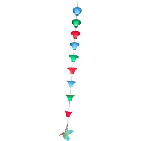 Chaîne de pluie en fer forgé de 120 cm avec pendentif colibri pour descente de gouttière - Robuste (1/4)