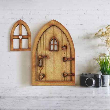 Porte Féerique En Mdf - Kit De Décoration 3D Pour Porte Intérieure - Arche Porte Avec Trou De Serrure Et Judas - Cadre Avec Charnières En Forme De Cœur - Panneau Accrochable « Shh... Fée Endormie » - (1/5)