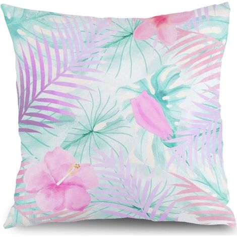 Housse de coussin fleurs extérieur, décoration canapé-lit jardin,45×45cm (1/5)