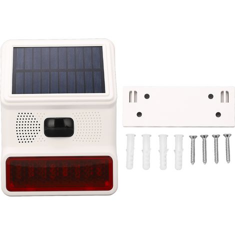Alarme solaire sans fil DC 5V 433MHz 100dB, capteur infrarouge IP65, étanche, lumière sonore (1/5)