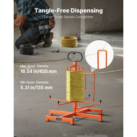 Support de Bobines de Fil, Montage au Sol ou sur Poteau, Distributeur de Bobines de Câbles, Dévidoir Portable avec Poignée, Œillet… (1/5)