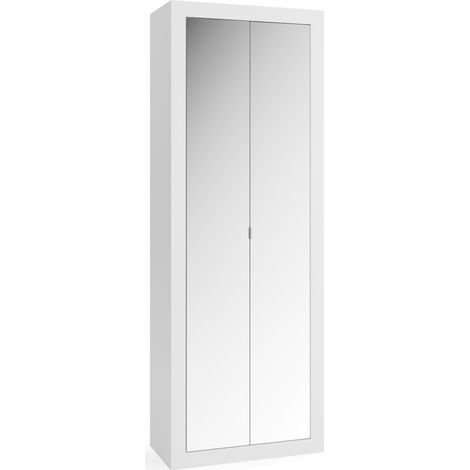 Armoire de salle de bain 2 portes avec miroirs laqué blanc CALIA (1/2)