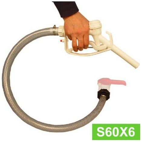 Kit de vidange pour cuve d'eau 1000 L S60X6 - Tuyau PVC 1 m Ø 25 mm - Pistolet blanc avec joint FPM - Raccord taraudé S60X6 (1/5)
