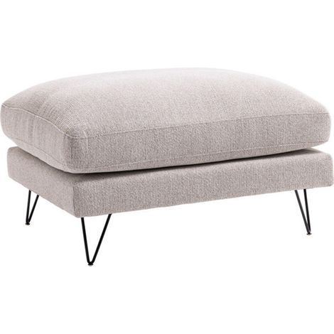 Pouf en tissu pieds épingles noirs - Naturel chiné - Villabon (1/5)