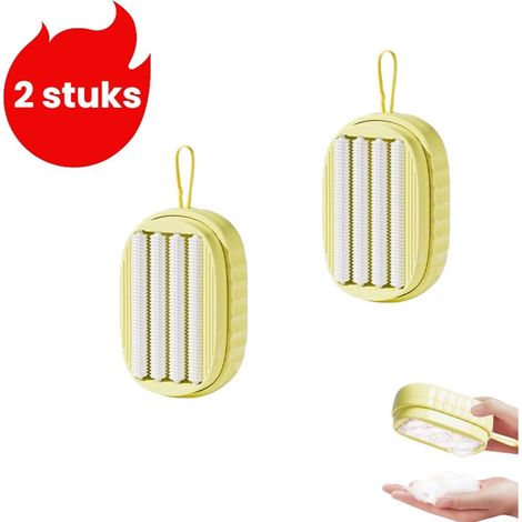 Brosse de nettoyage pour sous-vêtements (lot de 2) - Brosse de lavage multifonctionnelle avec bouton-poussoir pour ajouter du liquide - Brosse de nettoyage pour vêtements intimes - Jaune (1/5)
