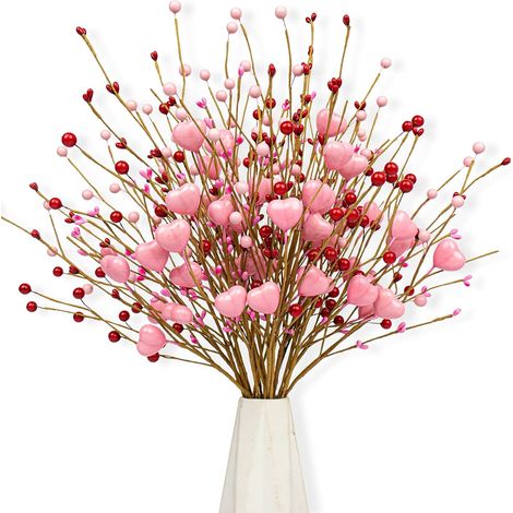 Cadeaux de Saint-Valentin - Décorations de Saint-Valentin - 24 baies roses en forme de cœur et rouge framboise, pour un dîner aux chandelles de mariage ou un anniversaire de mariage (1/3)