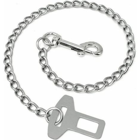 Laisse de sécurité pour voiture en chaîne inox résistante aux morsures – 60 cm – Pour chiens et chats (1/5)