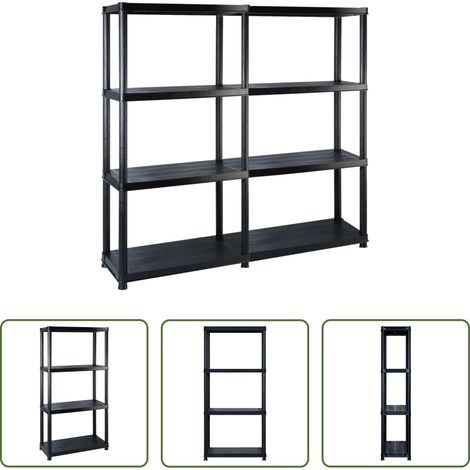 vidaXL Étagère de plantes - Étagère de rangement à 4 niveaux Noir 122x30,5x130 cm Plastique (1/5)