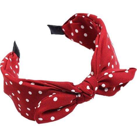 Serre-tête en tissu à pois avec nœud pour femme (1/5)