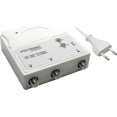 Amplificador de antena – 1 en 2 salidas, filtro LTE de 30 dB – Metronic