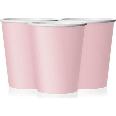 8 gobelets en carton rose, capacité 266 ml, résistants aux fuites, idéaux pour anniversaires et goûters