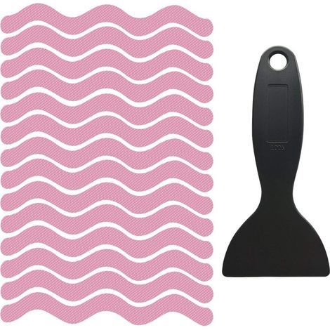 Set mit 24 rutschfesten Badewannenaufklebern, Sicherheitsaufkleber mit Schaber für rutschige Badewannenstufen (rosa) (1/5)