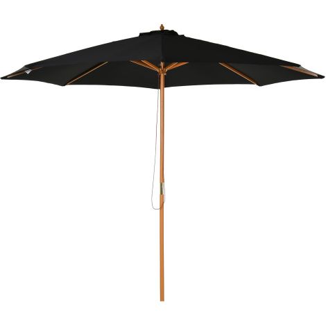 Ombrello parasole in legno, diametro 300 cm, ombrello da giardino, ombrello per balcone, bamboo, nero, robusto ed elegante, perfetto per giardini e terrazzi.