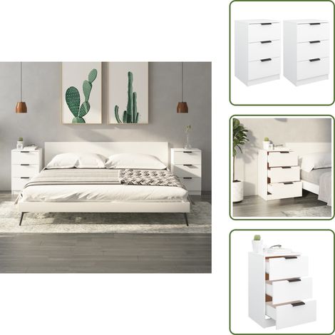 Nachttische 2 Stk. Weiß 40x36x65 cm - Nachttische - Wohnzimmermöbel - Schlafzimmerschränke - Weißes Bettzeug - Holzmöbel (1/5)