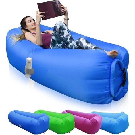 Hamac Gonflable Canapé avec Oreiller Intégré et Sac de Rangement, Canap Gonflable, Sofa Gonflable, Portable Etanche 210T Polye[83] (1/4)