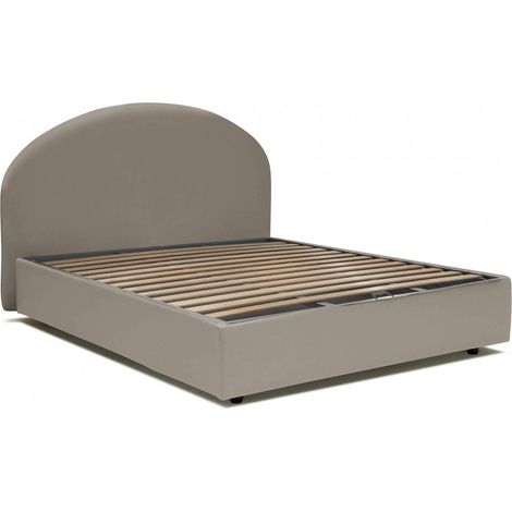 Talamo Italia Letto matrimoniale Corinne, Letto contenitore con rivestimento in ecopelle, 100% Made in Italy, Apertura frontale, adatto per materasso Cm 160x200, Tortora, con imballo rinforzato