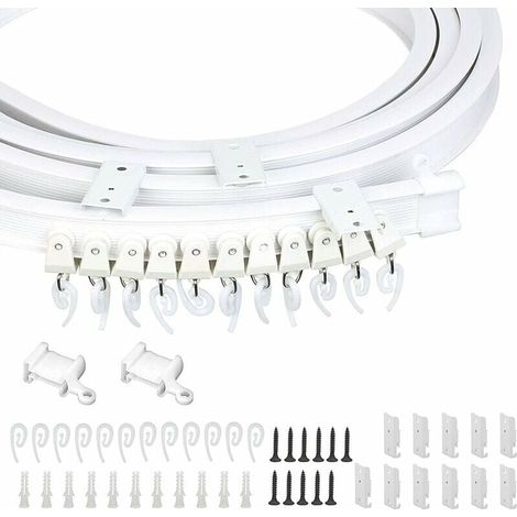 Il kit binario per tende da soffitto (91 pezzi) include binario per tende flessibile da 3 m, 11 staffe di montaggio, 26 piedini, 26 supporti per tende e 4 tappi terminali. Sistema di binario per tende (1/5)