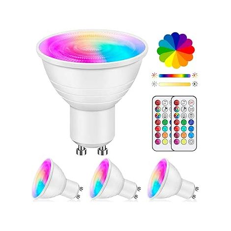 Spots LED Multicolores GU10 5W à Intensité Variable, Ampoule à Changement De Couleur Avec Télécommande, Réflectrice RGB + Blanc Chaud Pour Un éclairage Quotidien Et D'ambiance (1/5)