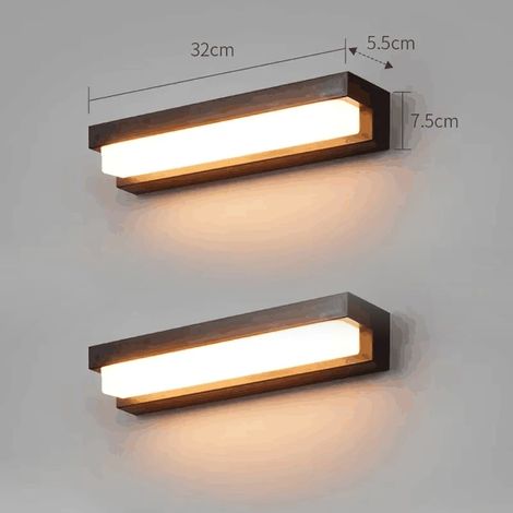 (Lot de 2 lampes solaires LED tricolores de 32 cm) - Décoration étanche pour jardin, balcon, porche ou escalier - Économie d'énergie (1/5)