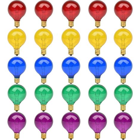 Packung mit 25 G40-Ersatzbirnen - 7 W - 2200 K - Warmweiß - Kunstlicht - E12 - Für Balkon, Veranda, Party, Terrassenbeleuchtung, Hochzeit, Balkon, Dekoration - Spannung 220-240 cm (mehrfarbig) (1/5)