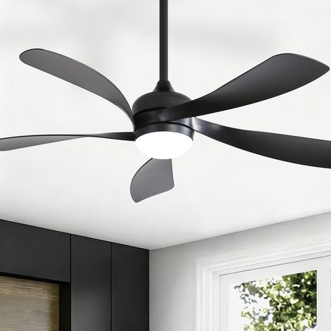 Deckenventilator mit Beleuchtung 42 Zoll, Leiser DC-Motor, Timer & Fernbedienung, 5 ABS-Flügel, Modern, Schwarz (1/5)