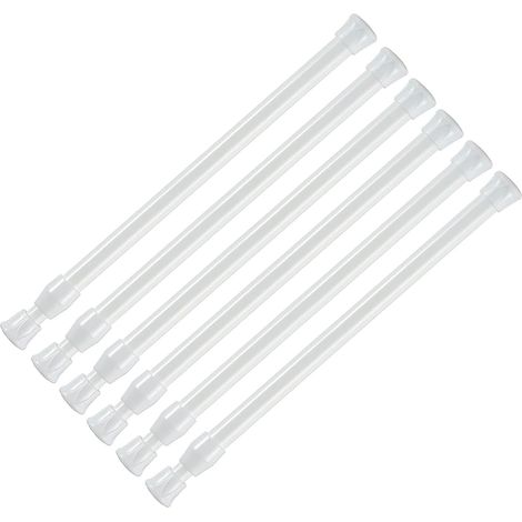 Barra de cortina sin taladrar, juego de 6 barras extensibles de 18-28 cm, ideal para armarios, estanterías, armarios, bricolaje y cocina.