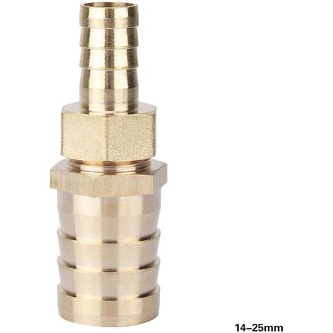 Adaptateur de raccord de tuyau à filetage femelle avec bague de réduction cannelée en laiton (14-25 mm) (1/4)