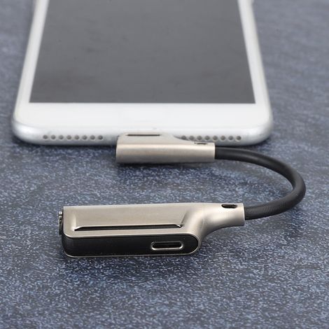 Adaptateur Double Jack 3.5mm Argent pour iPhone iOS, Alliage Aluminium Plug & Play (1/5)