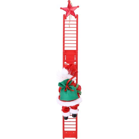 Weihnachtsmann, der die Treppe hinaufsteigt, elektrisch beleuchteter Weihnachtsbaumschmuck, festlicher Schmuck, Lieferung ohne Batterien. (1/5)