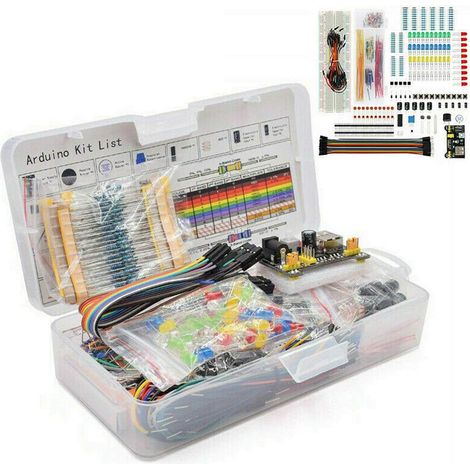 Kit di avviamento per componenti elettronici: breadboard, LED, buzzer, resistore, transistor
