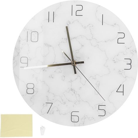 Horloge murale en marbre Simple, matériau acrylique craquelé, impression UV, décoration de salon (1/5)