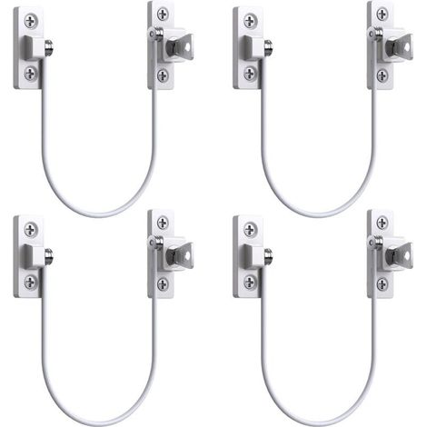 4pcs Entrebâilleur Fenêtre Porte Restricteur de Porte de Fenêtre Verrou Fenetre UPVC Verrouillage de Limite Verrou de Sécurité Câble Serrure de Limite Avec Clé et Vis (1/5)