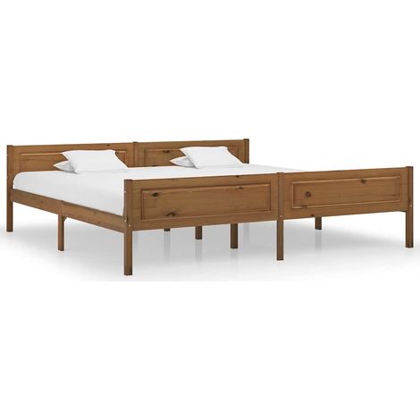 Estructura cama sin colchón madera pino marrón miel 200x200 cm (1/5)