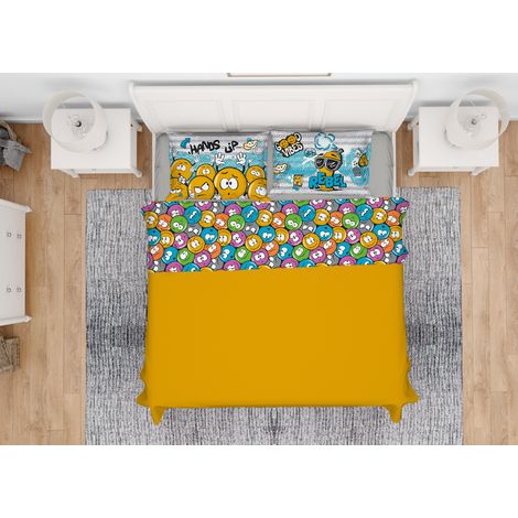 Completo Lenzuola In 100% Cotone Made Italy Disegno Emoji, misuraSingolocoloreEmoji (1/4)