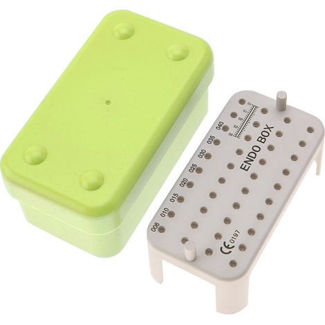 Boîte de stérilisation dentaire autoclave 40 trous Vert – Plastique thermorésistant 135°C pour fraises et instruments endodontiques, compact 11x5,5x5cm (1/5)