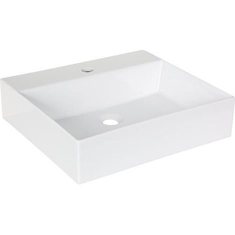Vasque Elayla avec trou de robinet en céramique, blanc 500x130x450 mm (1/3)
