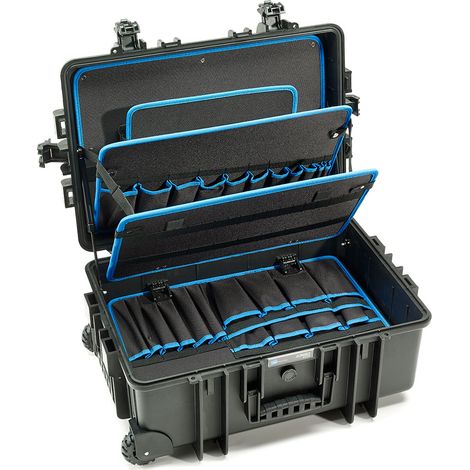 Mallette à outils Jumbo 6700 – Boîte de rangement anti-chocs en polypropylène – 54 pochettes et 94 boucles – Dimensions 609x428x263mm – B & W International Gmbh (1/10)
