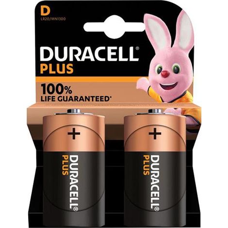 Duracell D Cell Plus Power +100% Batteries 2 Pack