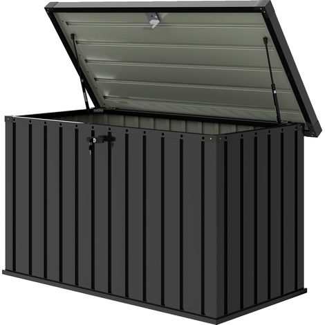 Outsunny Baule da Giardino da 400L in Acciaio Zincato con 2 Chiavi Nero (1/5)