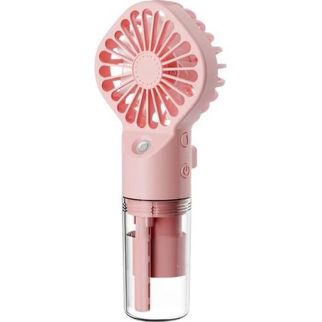 Ventilateur brumisateur portatif 2 en 1, mini ventilateur avec batterie rechargeable USB-C, 4 vitesses réglables (rose) (1/4)