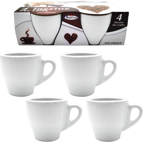 MAURY'S TAZZINE EXPRESS DA CAFFÈ IN SET DA 4 PEZZI IN COLORE BIANCO