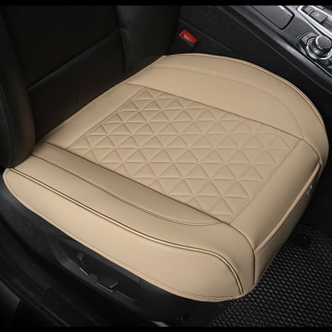 Set di 3 coprisedili per auto - Coprisedili anteriori e posteriori in similpelle PU con fondo antiscivolo e design trapuntato triangolare Compatibilità universale con il 90% dei veicoli, set da tre p (1/5)