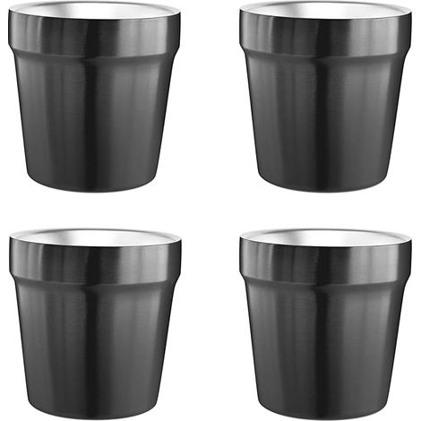 Tasses Acier Inoxydable (Noir) Tasse Boire Métal Brossé, Incassables, Empilables, Tasse café/Thé/Verres Bière, 6oz(175ml) (1/5)
