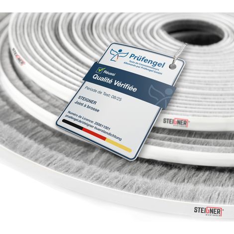 STEIGNER 25m Bürstendichtung Weiß Dichtungsbürste selbstklebend, extralang, Türbodendichtung Zugluftstopper, Höhe 20 mm