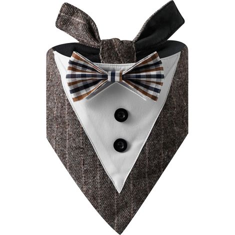 1 bandana pour chien, smoking élégant avec nœud papillon, coton doux, taille L, pour mariage et occasions spéciales (1/5)
