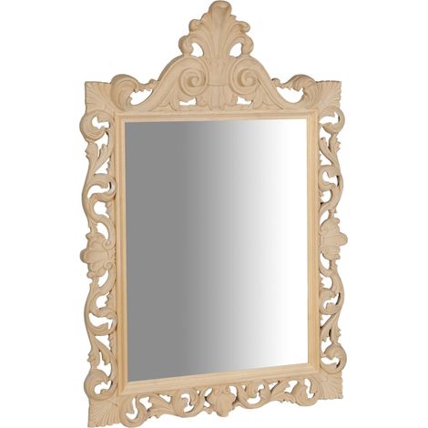 Specchio da parete 124x86x7 cm Made in Italy Specchio shabby legno chiaro Specchio barocco Specchio per bagno rettangolare (1/5)