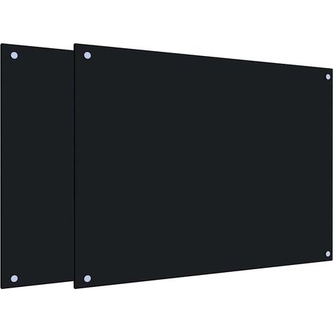Dosserets de cuisine 2 pcs noir 80x60 cm verre trempé